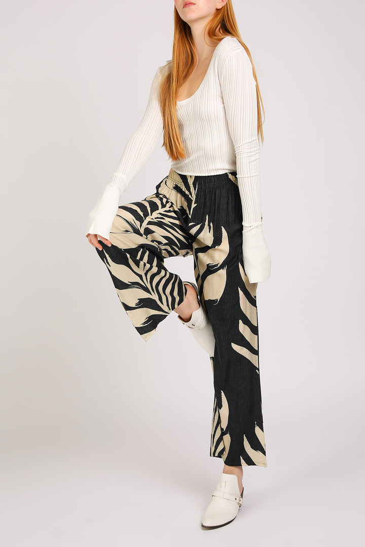 Angela Tropical Botanic Printed Wide Pants - Shop Beulah Style
