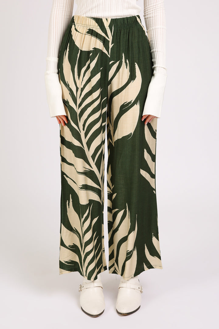 Angela Tropical Botanic Printed Wide Pants - Shop Beulah Style