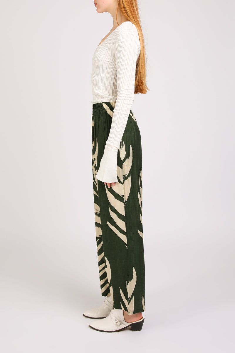 Angela Tropical Botanic Printed Wide Pants