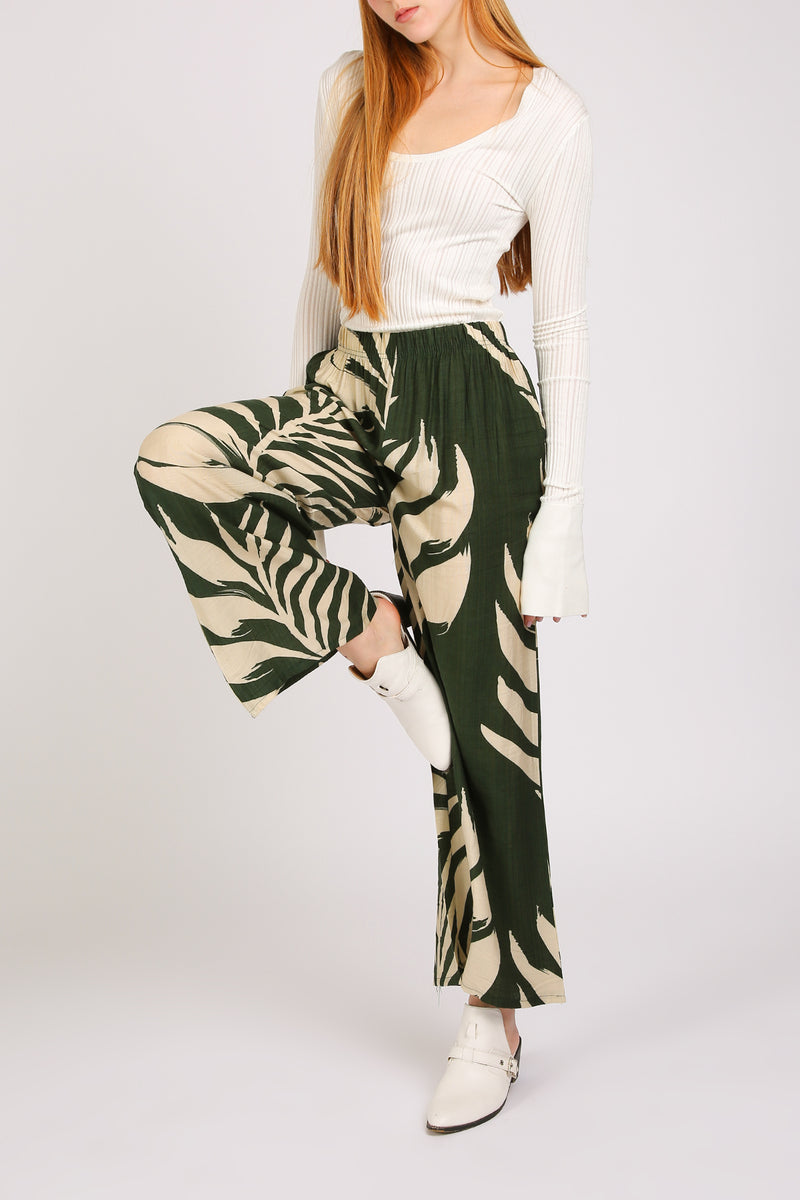 Angela Tropical Botanic Printed Wide Pants