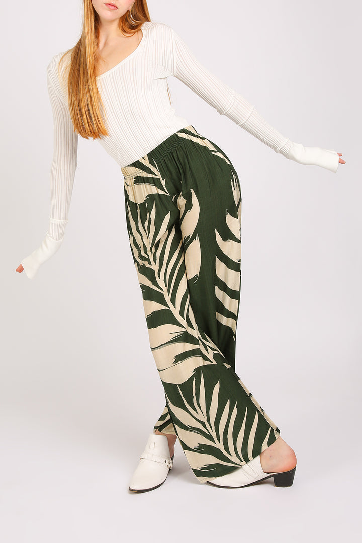 Angela Tropical Botanic Printed Wide Pants - Shop Beulah Style