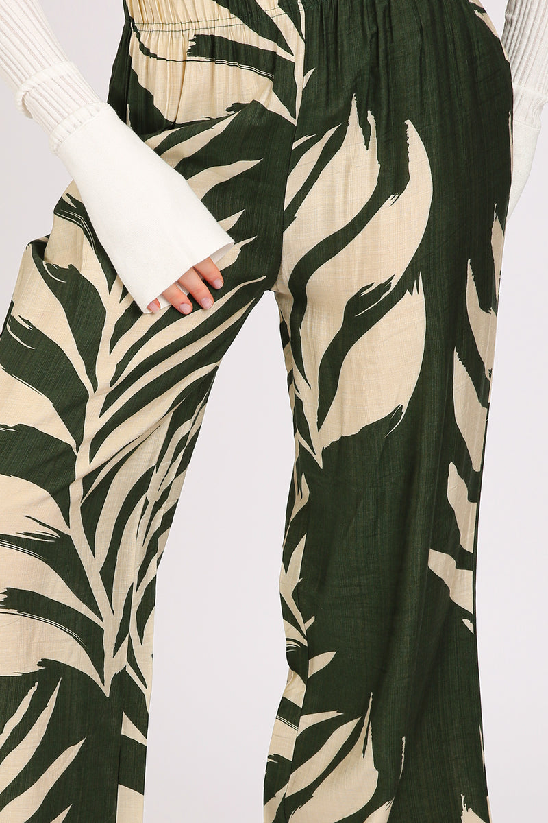 Angela Tropical Botanic Printed Wide Pants