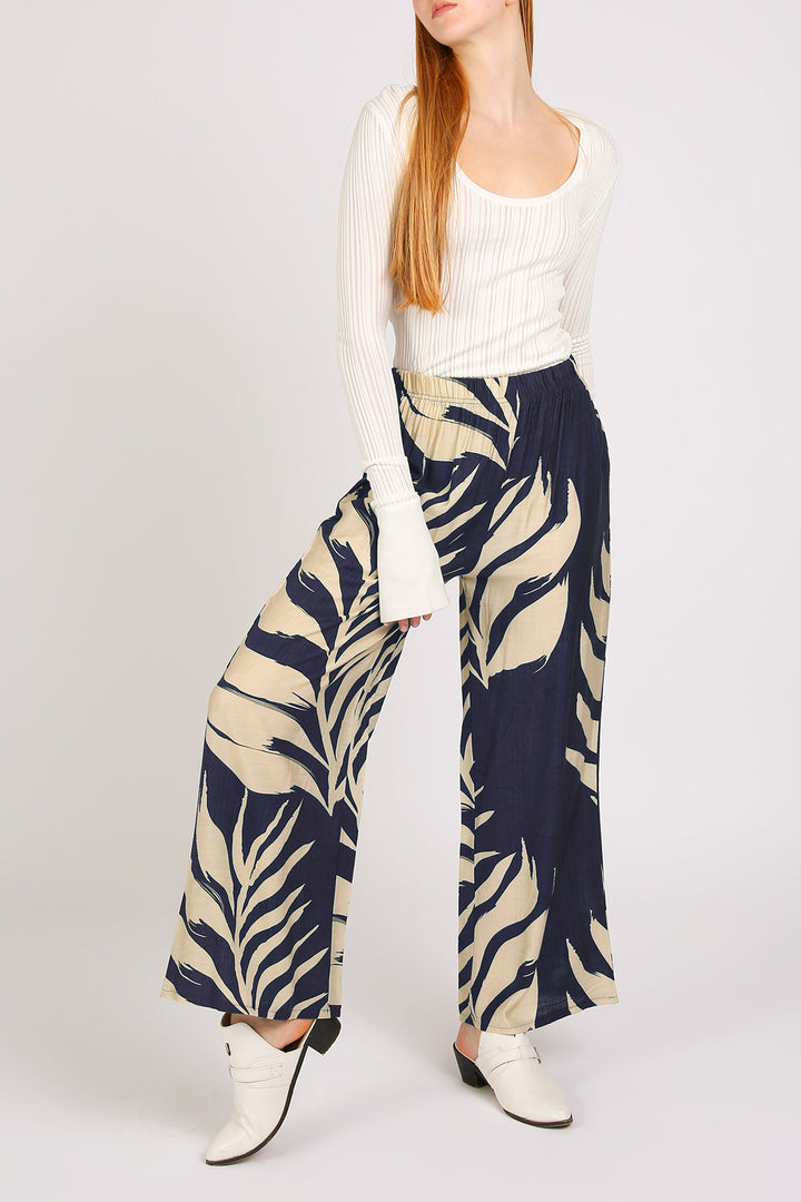 Angela Tropical Botanic Printed Wide Pants - Shop Beulah Style