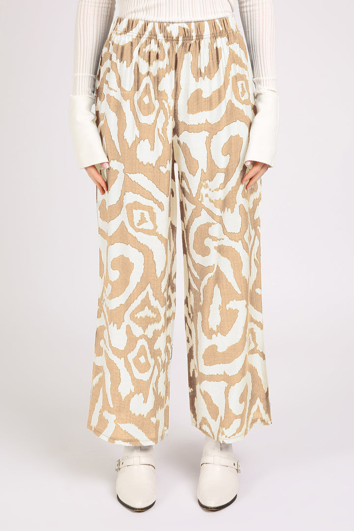 Balan Abstract Swirl Printed Wide Long Pants - Shop Beulah Style
