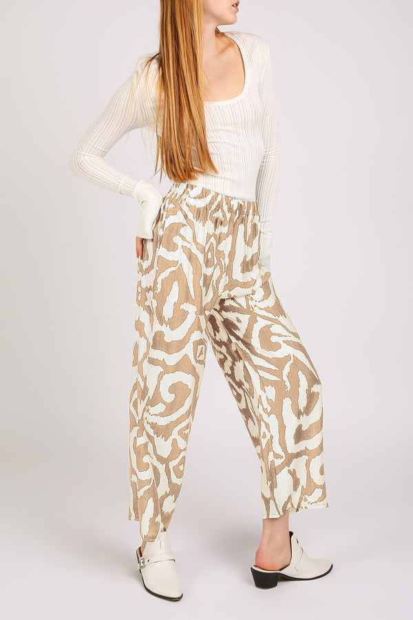 Balan Abstract Swirl Printed Wide Long Pants