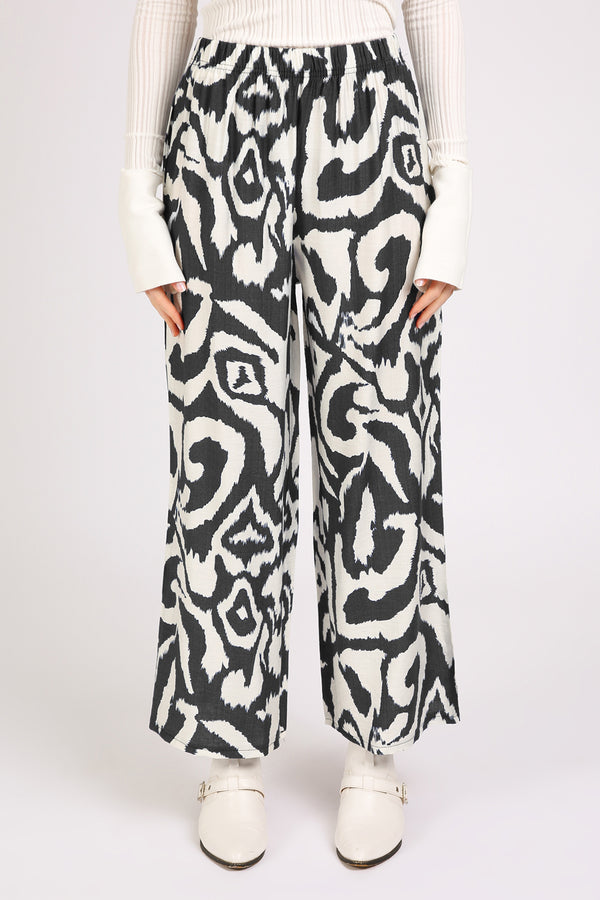 Balan Abstract Swirl Printed Wide Long Pants