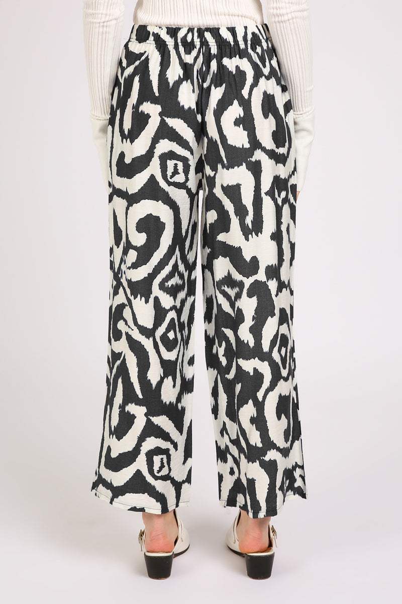 Balan Abstract Swirl Printed Wide Long Pants