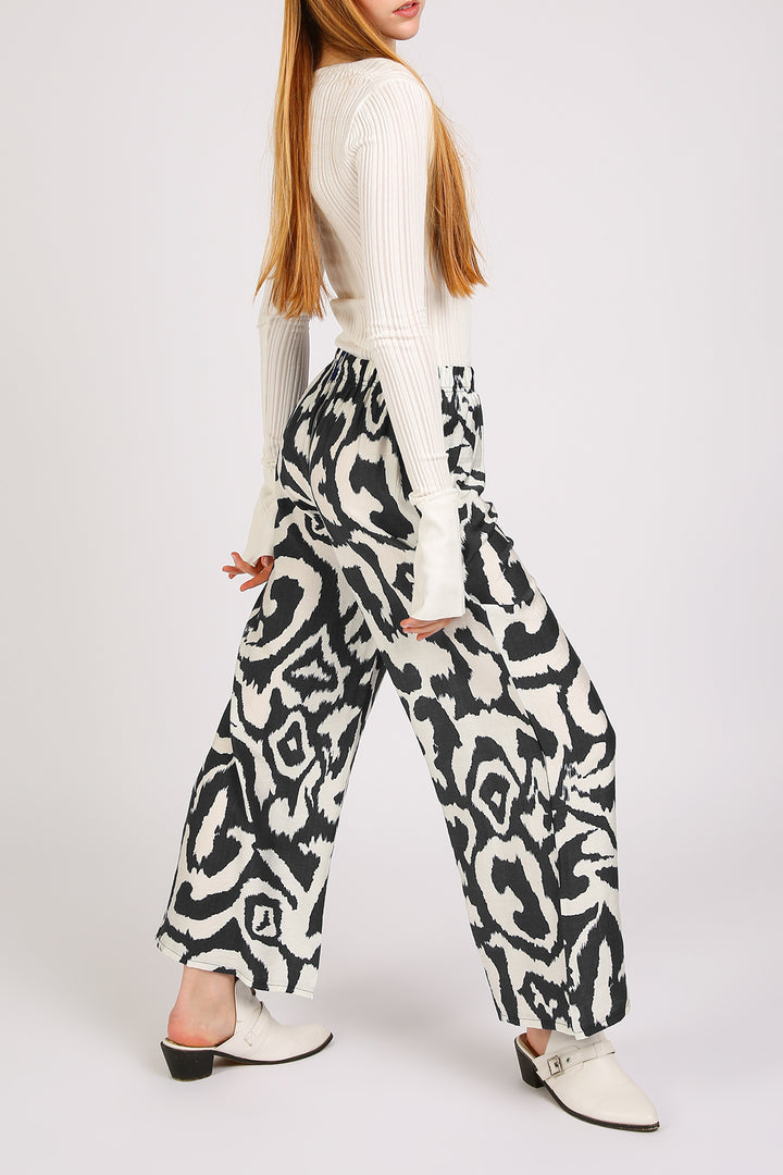 Balan Abstract Swirl Printed Wide Long Pants - Shop Beulah Style