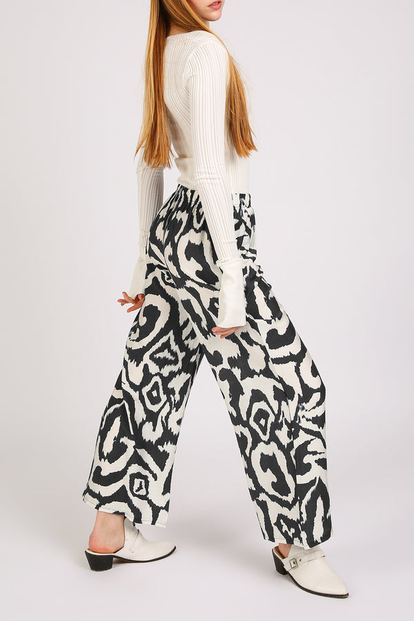 Balan Abstract Swirl Printed Wide Long Pants