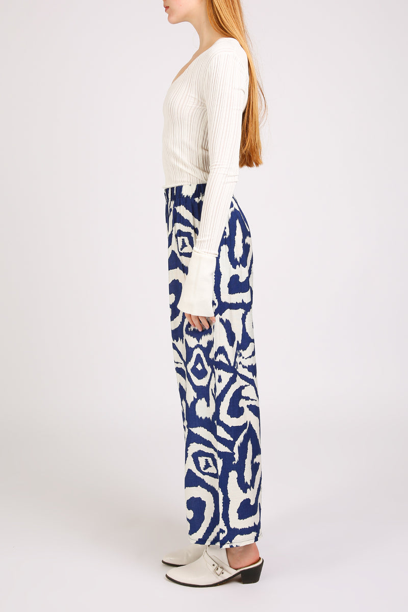 Balan Abstract Swirl Printed Wide Long Pants