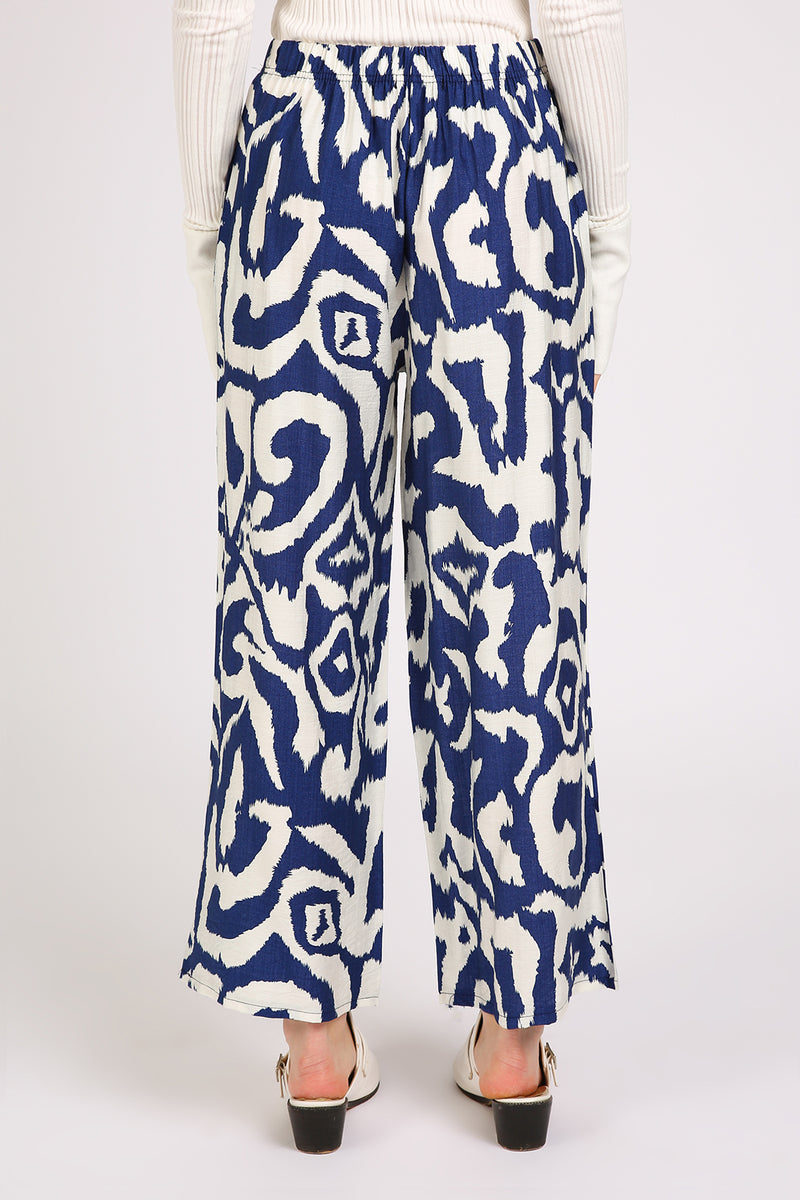 Balan Abstract Swirl Printed Wide Long Pants