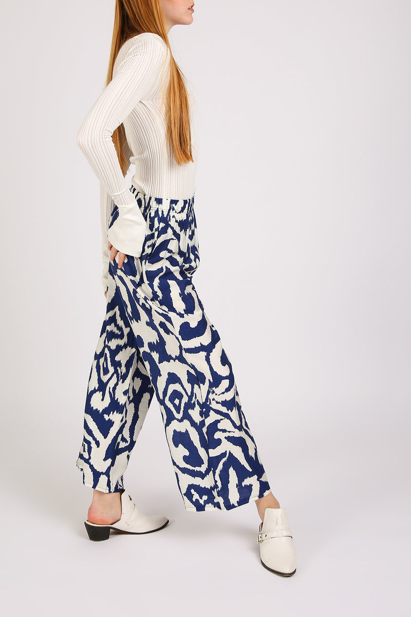 Balan Abstract Swirl Printed Wide Long Pants