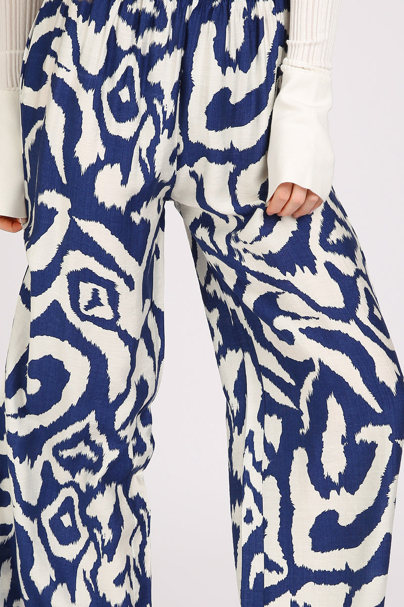 Balan Abstract Swirl Printed Wide Long Pants