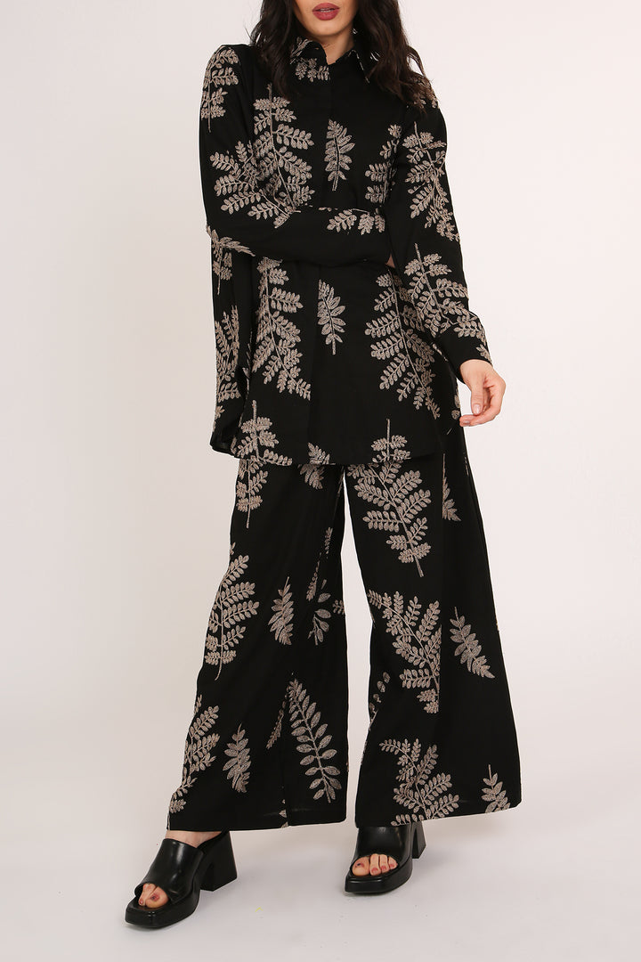 Simon Floral Embroidered Detail Long Shirt - Shop Beulah Style