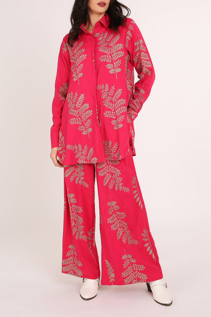 Simon Floral Embroidered Detail Long Shirt - Shop Beulah Style