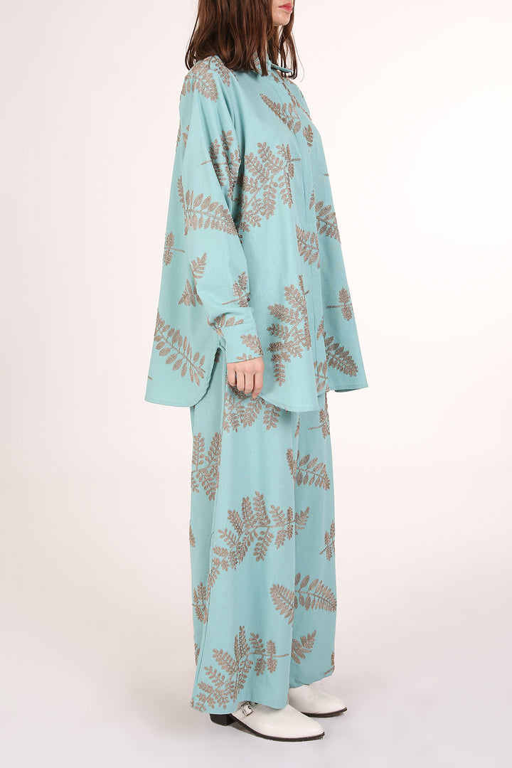 Simon Floral Embroidered Detail Long Shirt - Shop Beulah Style