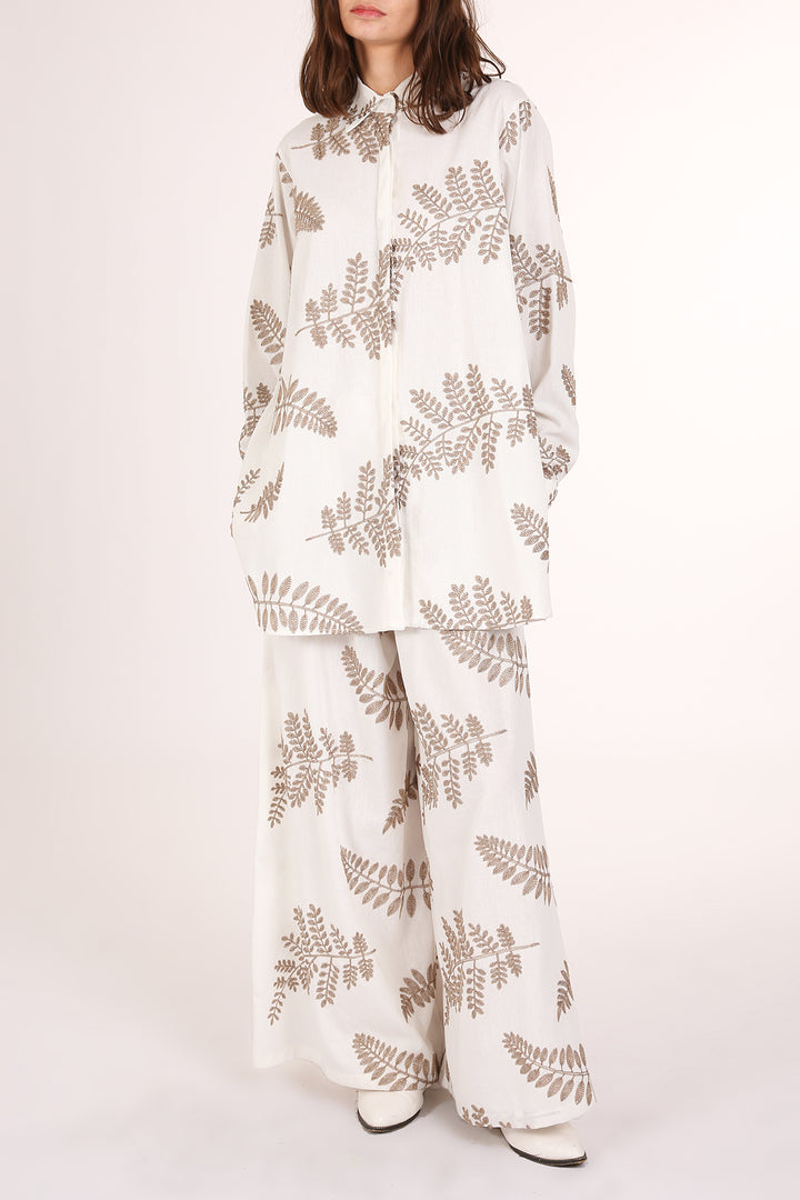 Simon Floral Embroidered Detail Long Shirt - Shop Beulah Style