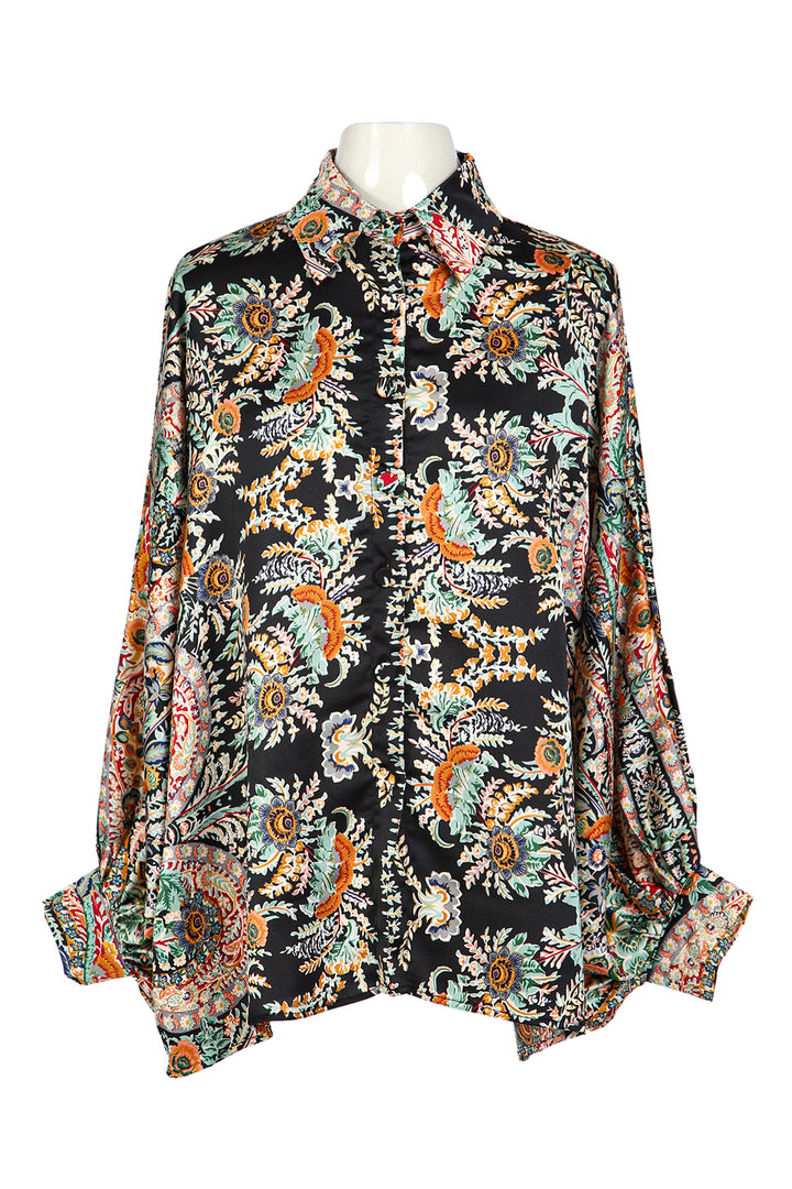 Trista Bohemian Printed Satin Blouse