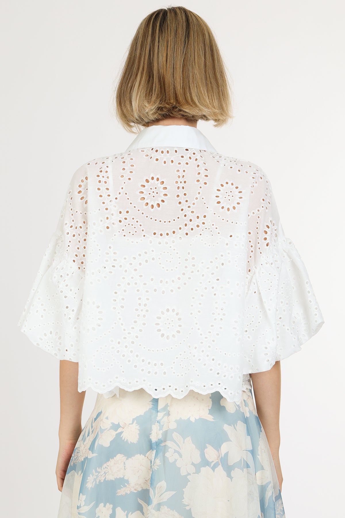 Eric Iridescent Sequined & Embellished Eyelet Blouse - Shop Beulah Style