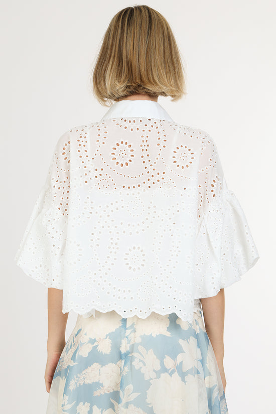 Eric Iridescent Sequined & Embellished Eyelet Blouse - Shop Beulah Style