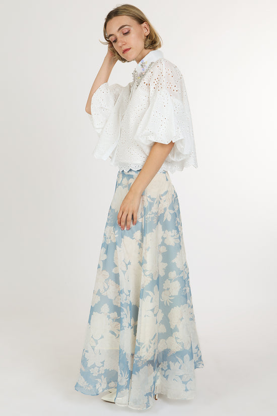Eric Iridescent Sequined & Embellished Eyelet Blouse - Shop Beulah Style