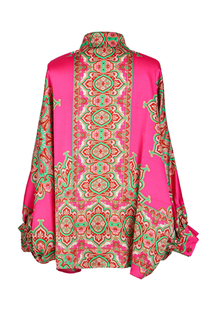 Seraphina Bohemian Abstract Printed Satin Blouse - Shop Beulah Style