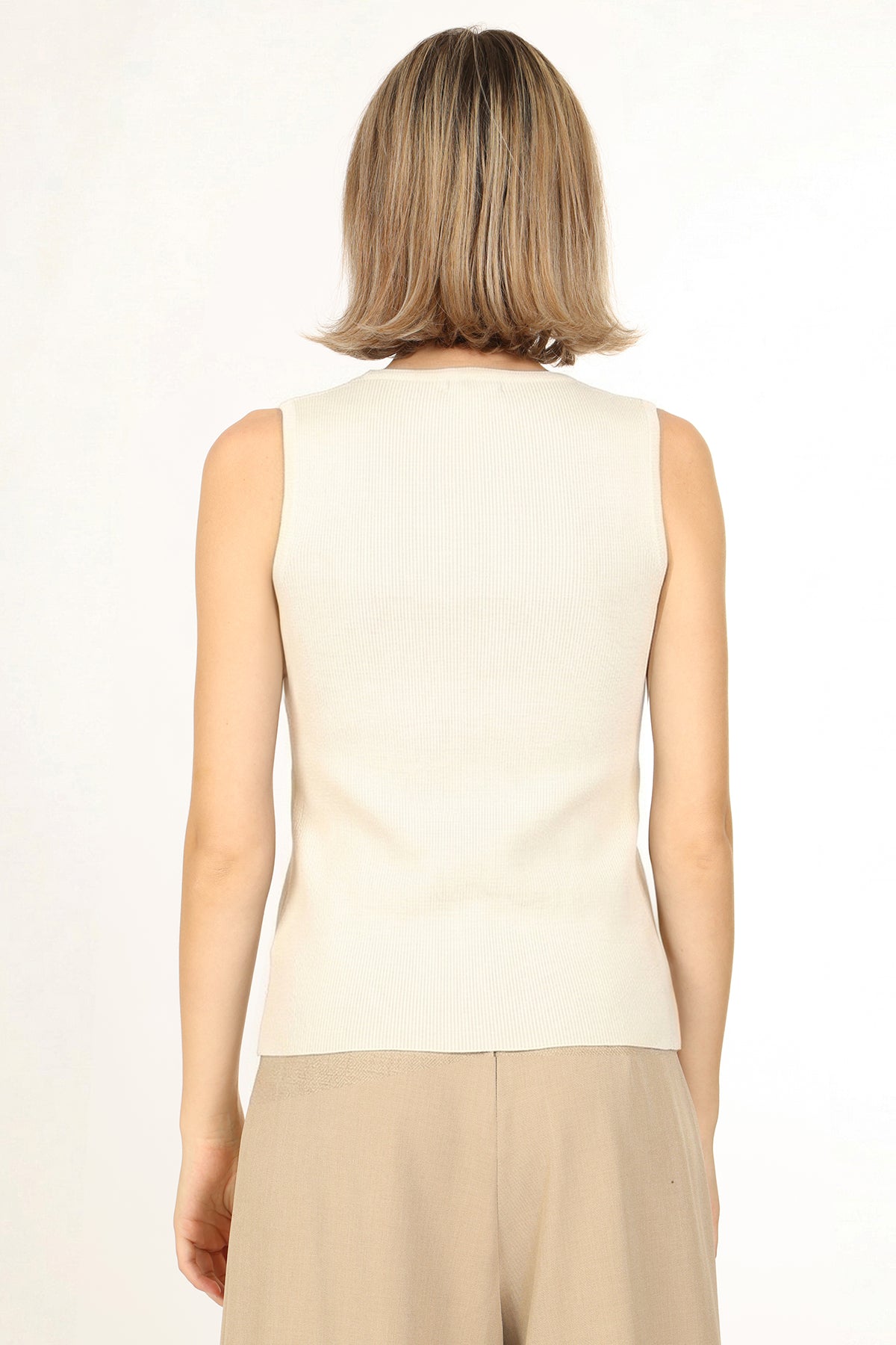 Rocky Beaded Collar Metallic Multi-Button Sleeveless Top - Shop Beulah Style