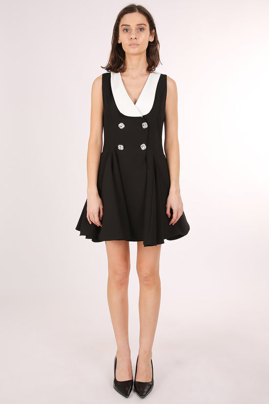 Maxine Double-breasted Sleeveless Pleated Mini Dress