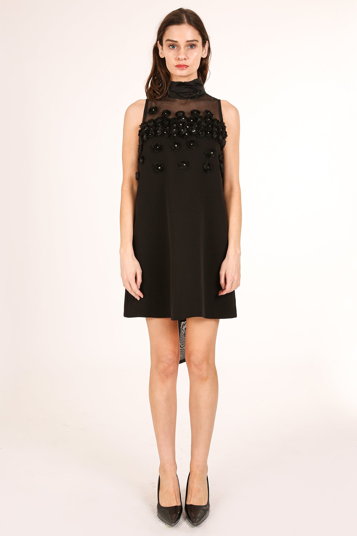 Kaylyn Embellished Floral Applique Mini Shift Dress