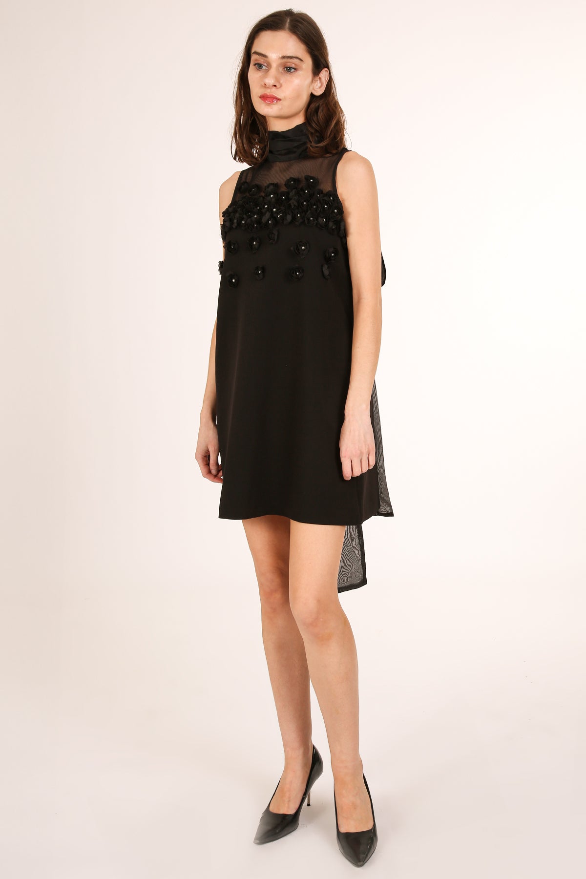 Kaylyn Embellished Floral Applique Mini Shift Dress