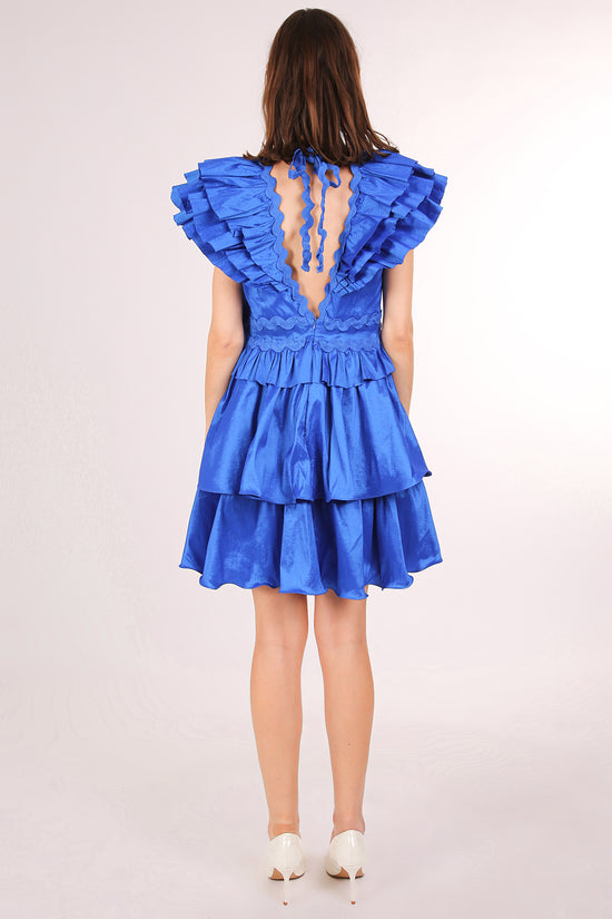 Liz Tiered Ruffled Detail Lace Trim V-Neck Mini Dress - Shop Beulah Style