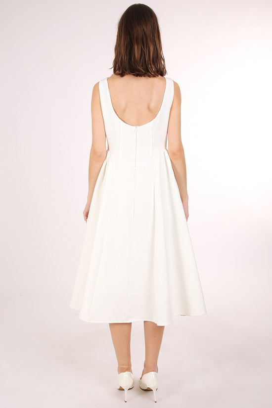 Danica A-Line Sleeveless Gathered Shift Midi Dress