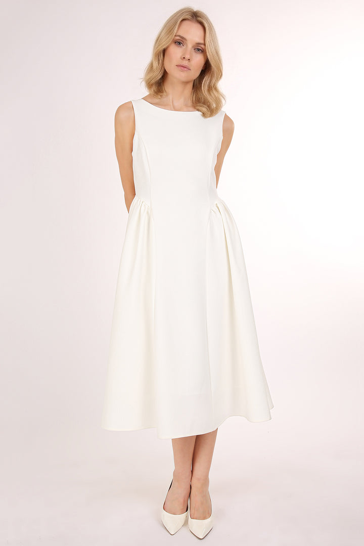 Danica A-Line Sleeveless Gathered Shift Midi Dress - Shop Beulah Style
