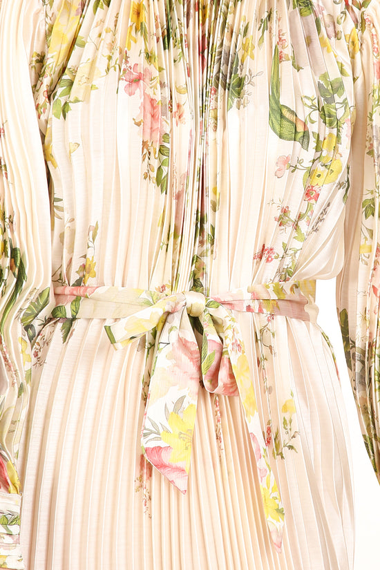 Anais Artistic Floral Print Pleated Midi Dress - Shop Beulah Style