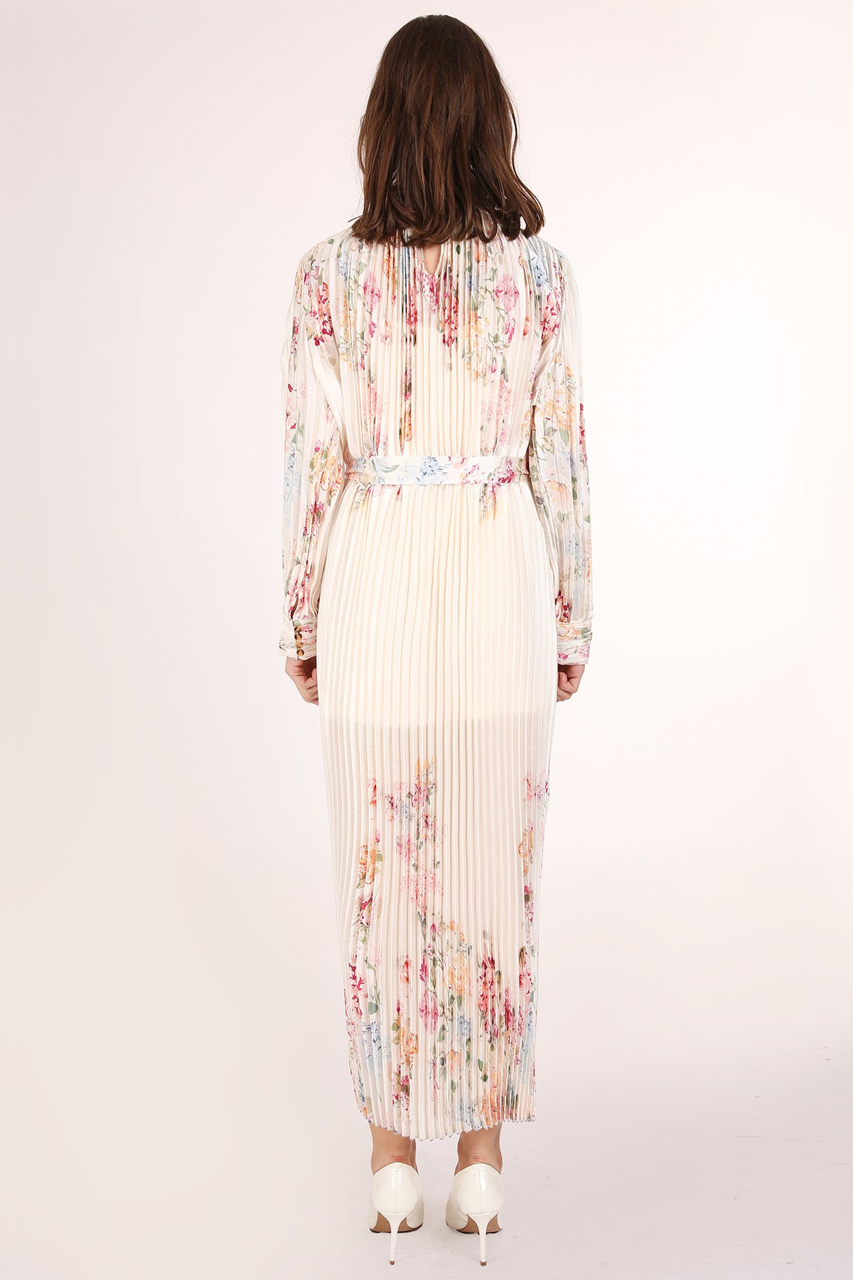 Anais Artistic Floral Print Pleated Midi Dress - Shop Beulah Style