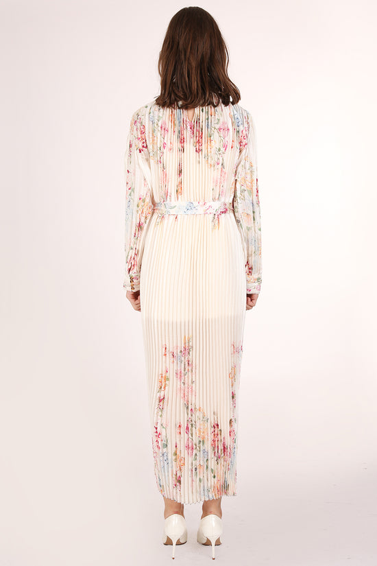 Anais Artistic Floral Print Pleated Midi Dress - Shop Beulah Style