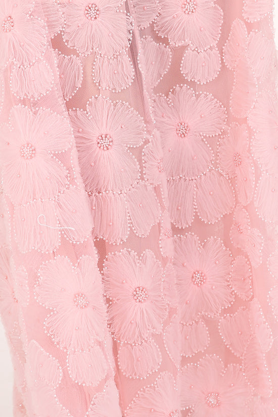 Micah Embellished Trim Floral Tulle Tiered Mesh Maxi Dress - Shop Beulah Style