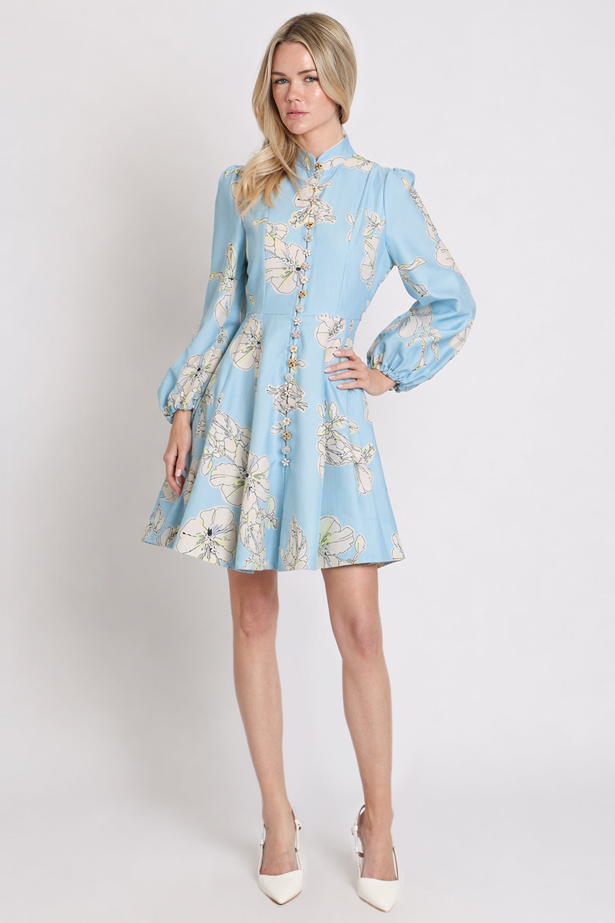Margaret Floral Printed Multi-Embellished A-Line Shift Mini Dress - Shop Beulah Style
