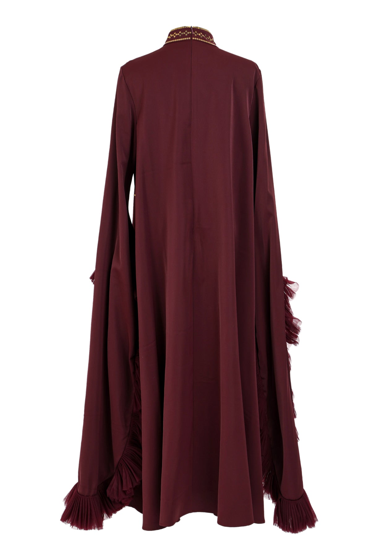 Harlan Modern Jacquard Sequined Ruffled Detail Maxi Dress