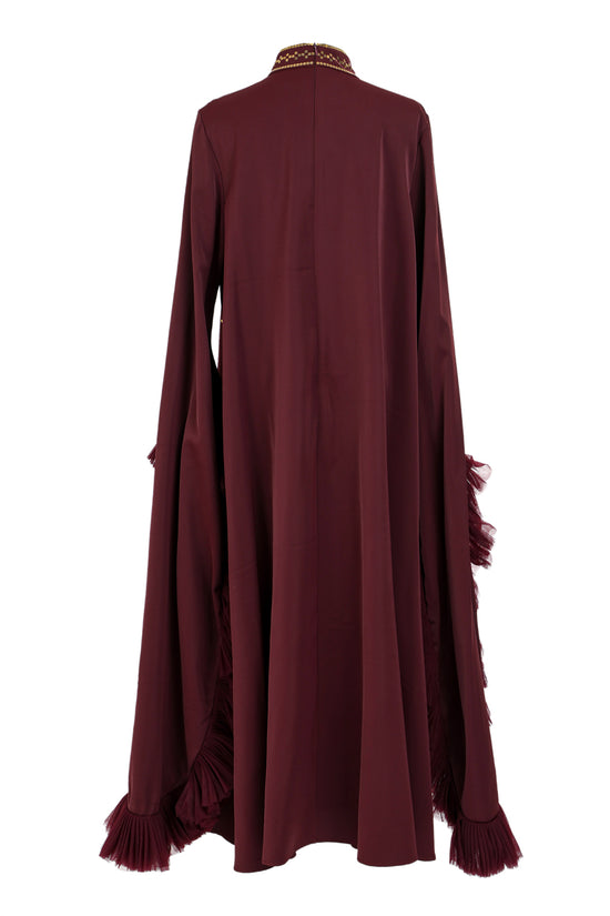 Harlan Modern Jacquard Sequined Ruffled Detail Maxi Dress