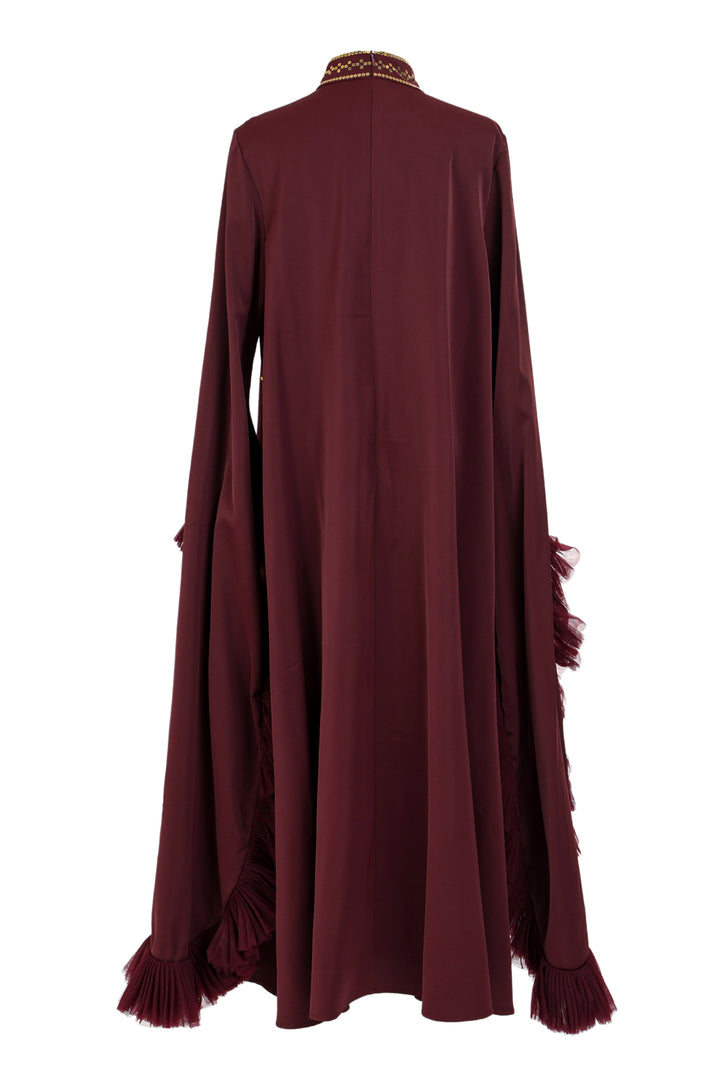 Harlan Modern Jacquard Sequined Ruffled Detail Maxi Dress