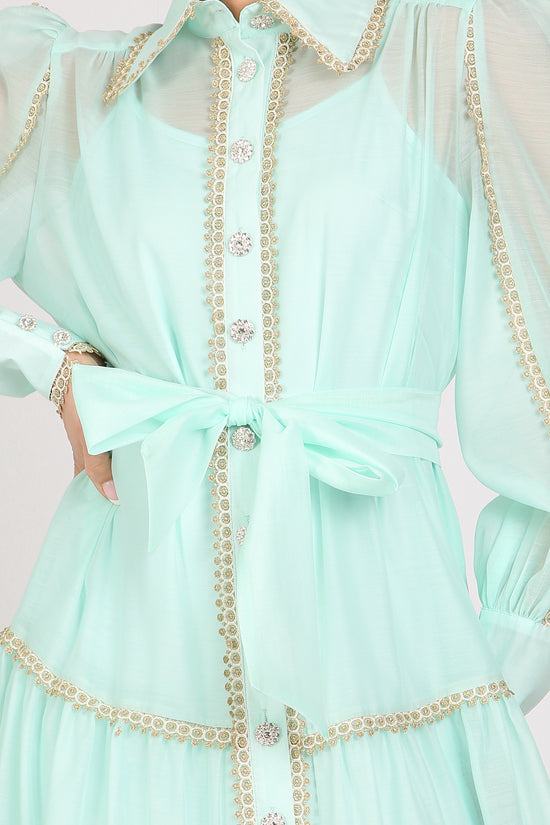 Glinda Lace Trim Details Tiered Sheer Maxi Dress - Shop Beulah Style