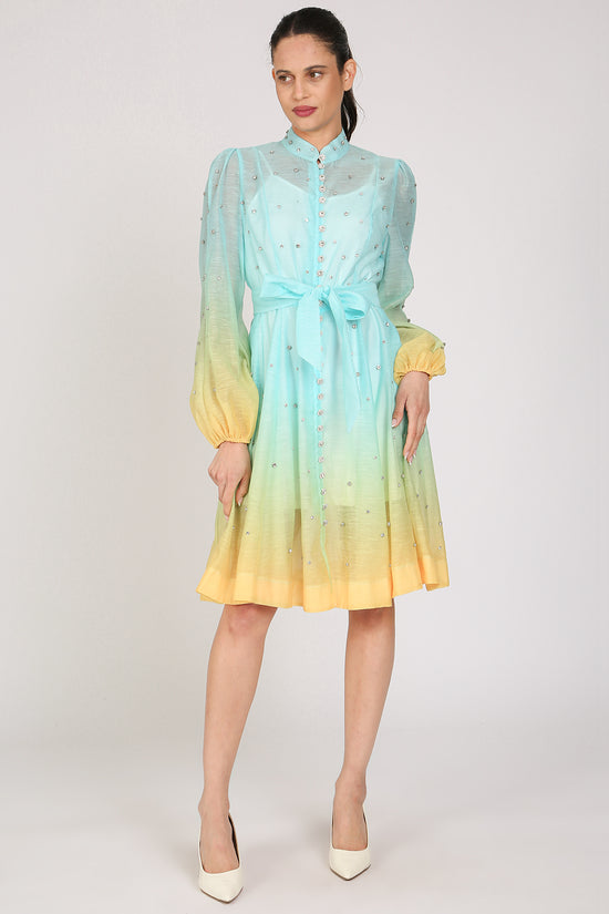 Sophia Gradation Print & Embellished A-Line Mini Dress - Shop Beulah Style