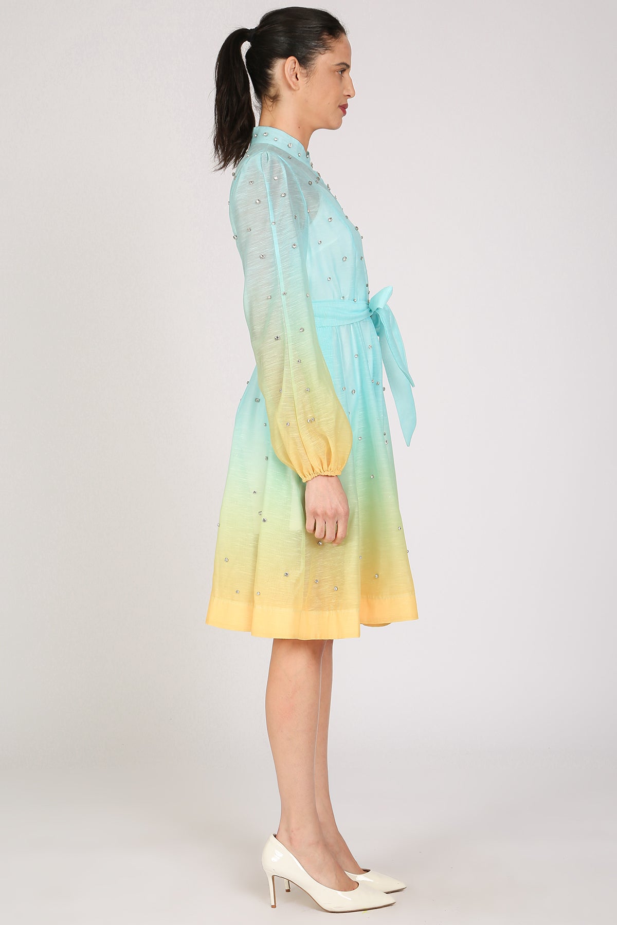 Sophia Gradation Print & Embellished A-Line Mini Dress - Shop Beulah Style