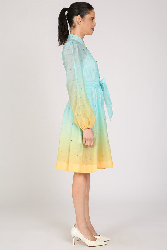 Sophia Gradation Print & Embellished A-Line Mini Dress - Shop Beulah Style