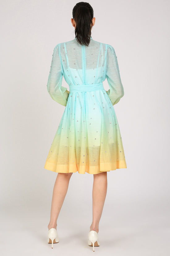 Sophia Gradation Print & Embellished A-Line Mini Dress - Shop Beulah Style