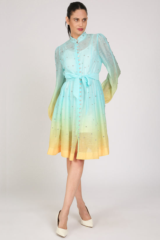 Sophia Gradation Print & Embellished A-Line Mini Dress - Shop Beulah Style