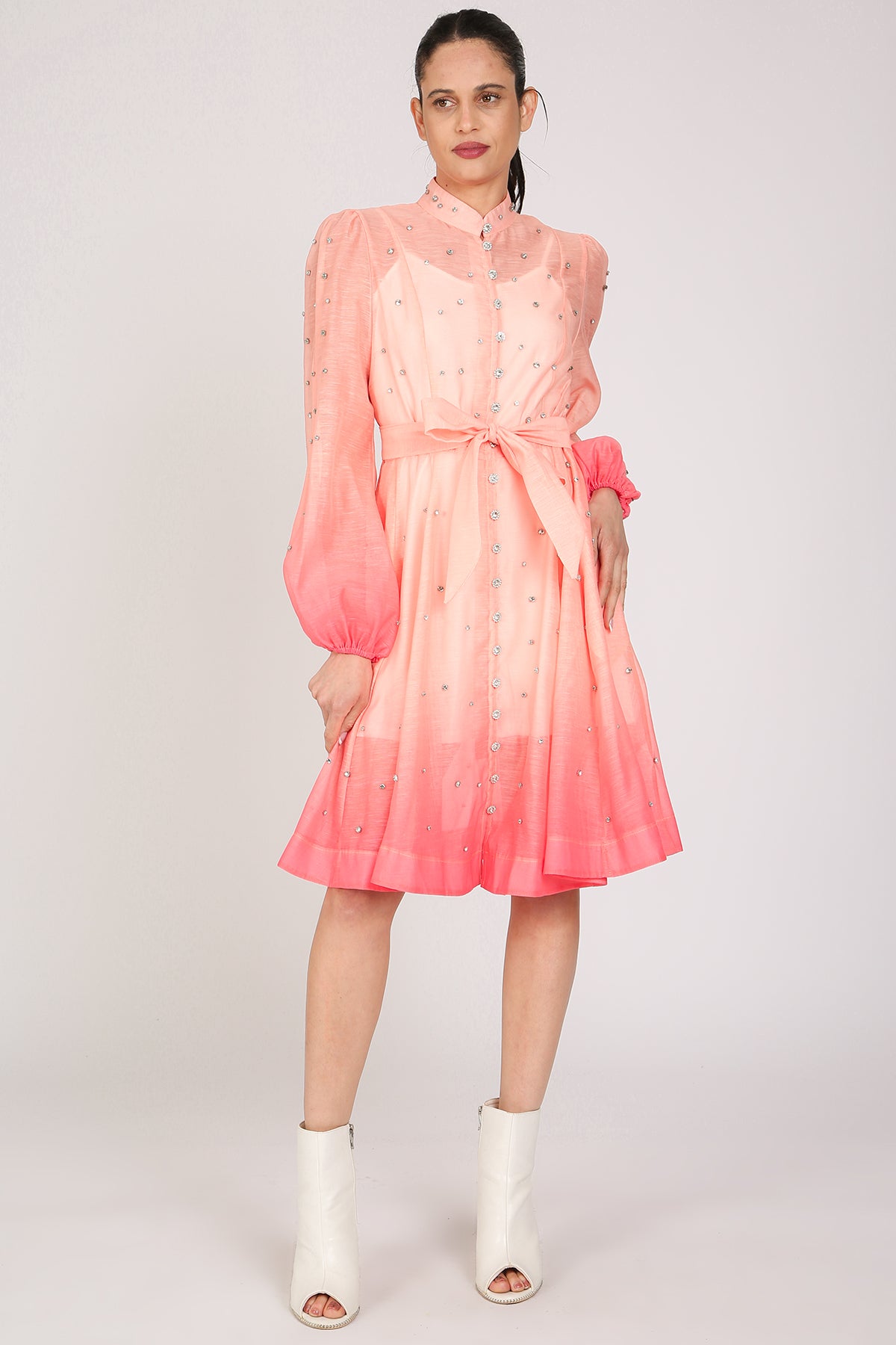 Sophia Gradation Print & Embellished A-Line Mini Dress - Shop Beulah Style