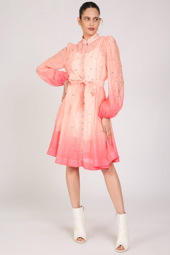 Sophia Gradation Print & Embellished A-Line Mini Dress Sophia Gradation Print & Embellished A-Line Mini Dress