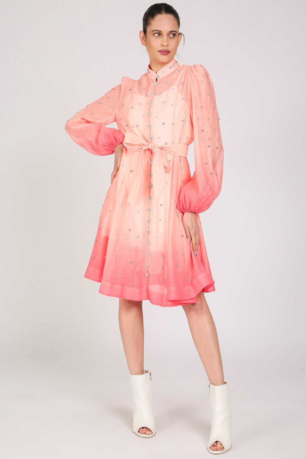 Sophia Gradation Print & Embellished A-Line Mini Dress - Shop Beulah Style